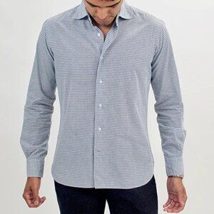 Beau Brummel Blue Geo Circle Print Slim Fit Button Up Shirt